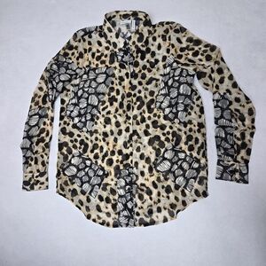 Asos Design Animal Print Sheer Button-Up Shirt